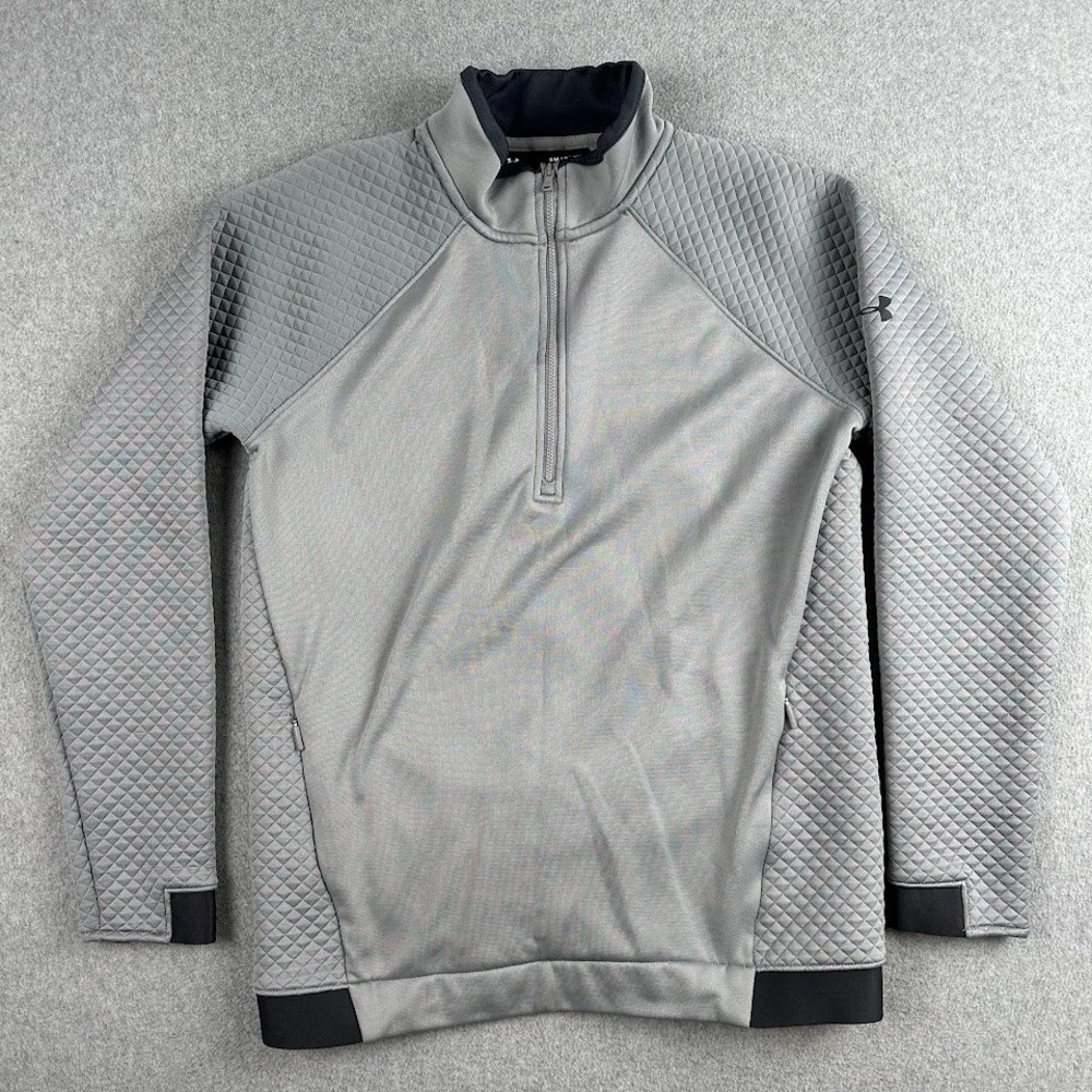 Under Armour Mens Gray Quilted ColdGear Sweater Athletic Running Size Small